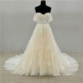 New Design Luxury Wedding Dress Off Shoulder ivory Crystal Appliqued Sweetheart Bridal Ball Gown